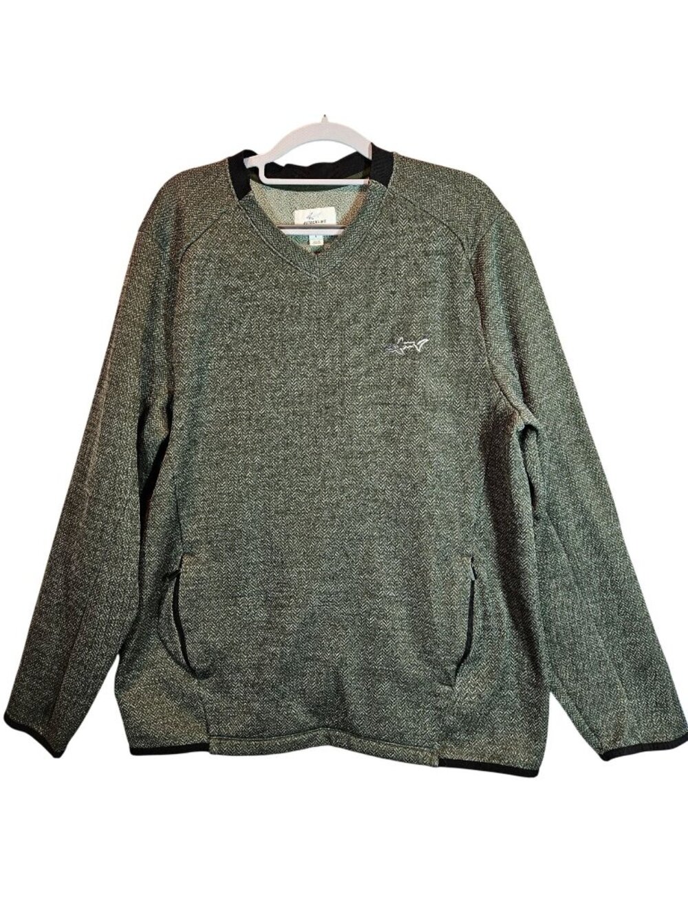Attack Life By Greg Norman Mens L Sweater Gray office Shark Zip pockets casual